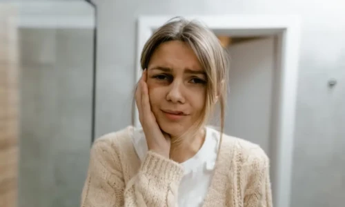 Close up shot of sad woman